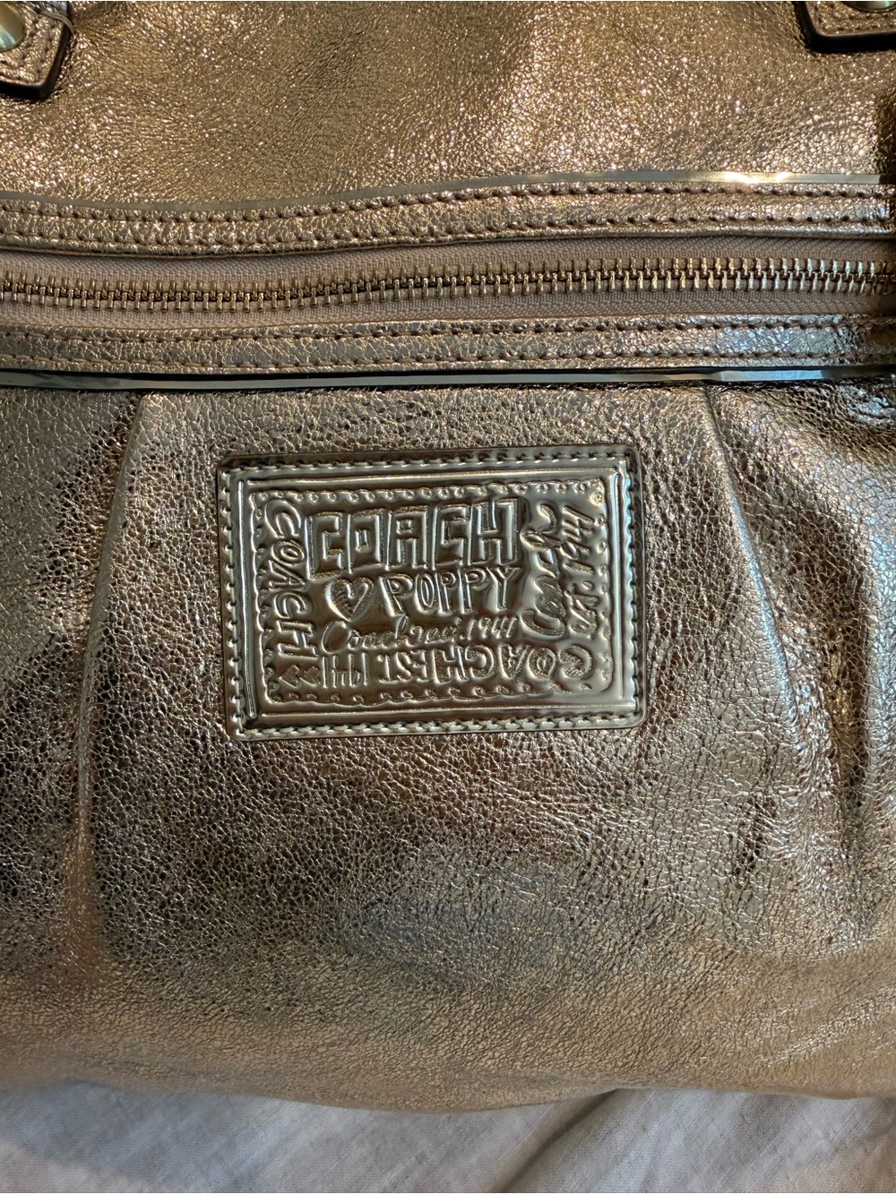 Coach Metallic Gold Leather Tote - Picture 4 of 6
